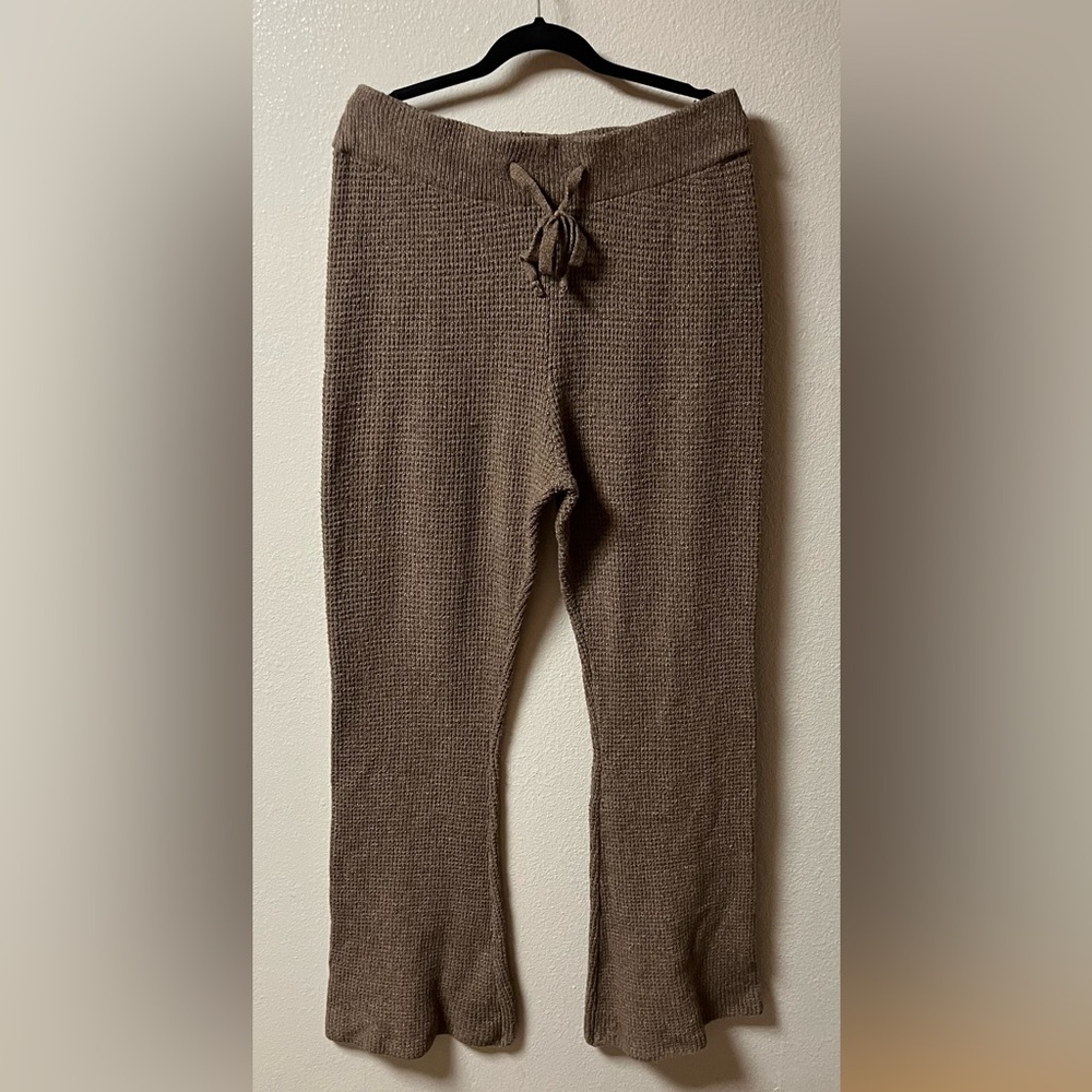 Knit flare brown pants
